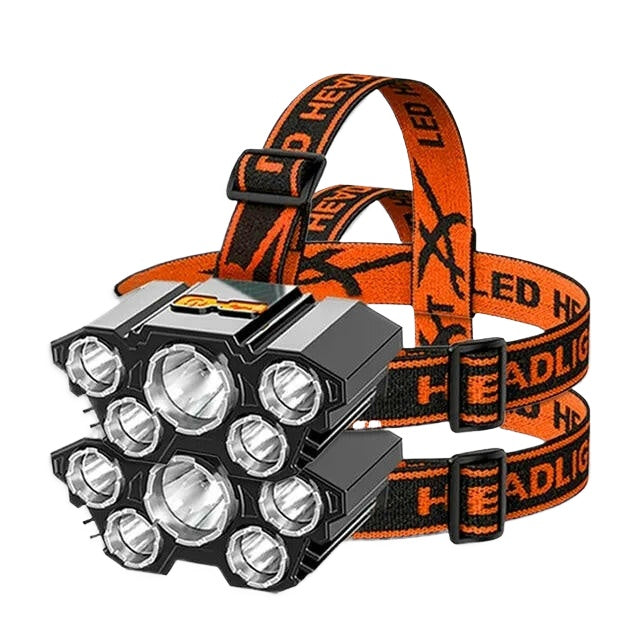 Portable 5 LED Strong Light Headlight Built in 18650 Battery USB Rechargeable Head Flashlight Outdoor Camping Fishing Headlamp-WAYBIKER