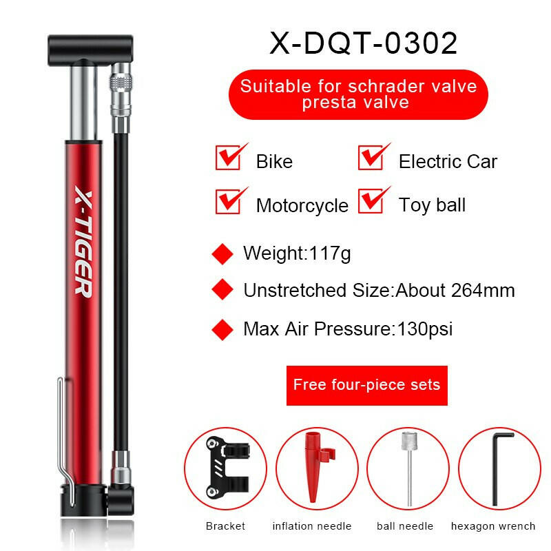 X-TIGER Bike Floor Pump 130Psi High Pressure Bicycle Pump Air Inflator Schrader Presta Valve Road MTB Cycling Tire Pump-WAYBIKER