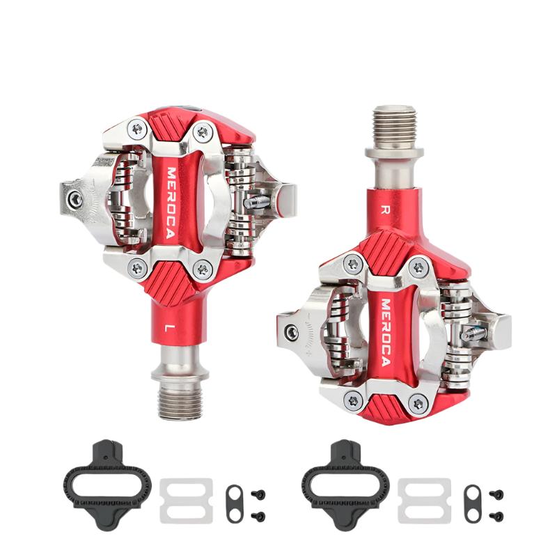 MEROCA Mtb Pedals Mountain Bike Automatic Pedal Clip Aluminum Alloy Bicycle Peddle SPD Cleats Anti-slip Nail Pedal Self-locking-WAYBIKER