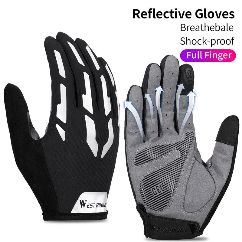 WEST BIKING Shockproof Reflective Cycling Gloves Half Finger Sport Gloves Men Women Summer Gym Fitness MTB Road Bicycle Gloves-WAYBIKER