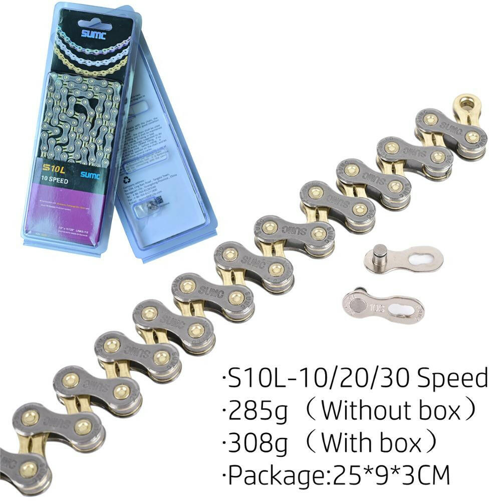 Bicycle Shifting Chain SUMC Mountain Road 8 9 10 11 12 Speed Hollow Ultra Light Gold Chain 251g with Missinglink M8000 M6000-WAYBIKER