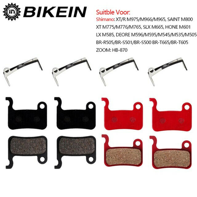 BIKEIN 4 Pairs Resin/ceramic/Full metal MTB Disc Brake Pads For Shimano Deore M595 M596 SLX M665 XT M775/776 XT/R M975 M966M965-WAYBIKER