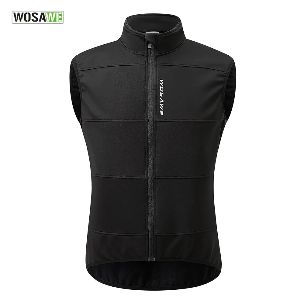 WOSAWE Winter Cycling Vest Warm Up Ciclismo Sleeveless Bike Bicycle Jacket MTB Coat Windproof Cycling Clothing Gilet no pockets