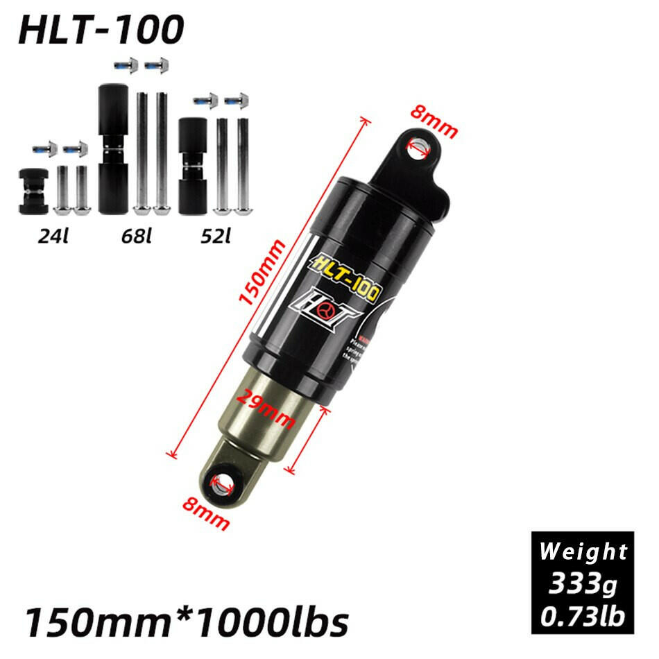 HTL-100 mountain bike rear shocks / 125/150/165 / 185mm 850/1000 lbs aluminum alloy spring Shock for e-bike snowmobile