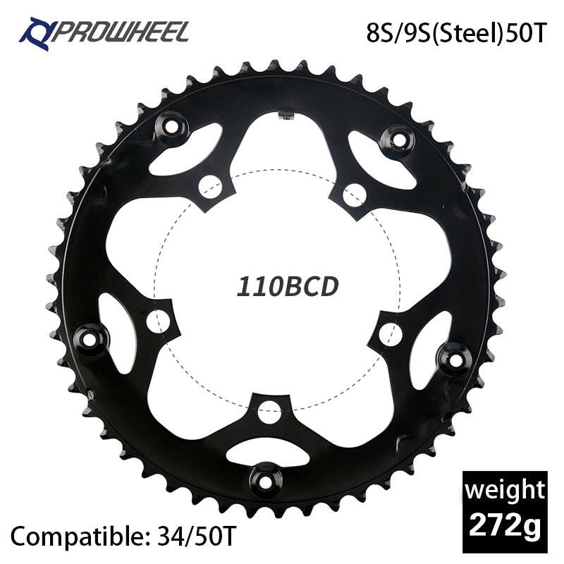 PROWHEEL Road Bicycle Sprockets 110BCD 130BCD Crankset Chainwheel 34/39/50/53T Chainring 9/10/11 Speed Bike Tooth plate Parts-WAYBIKER