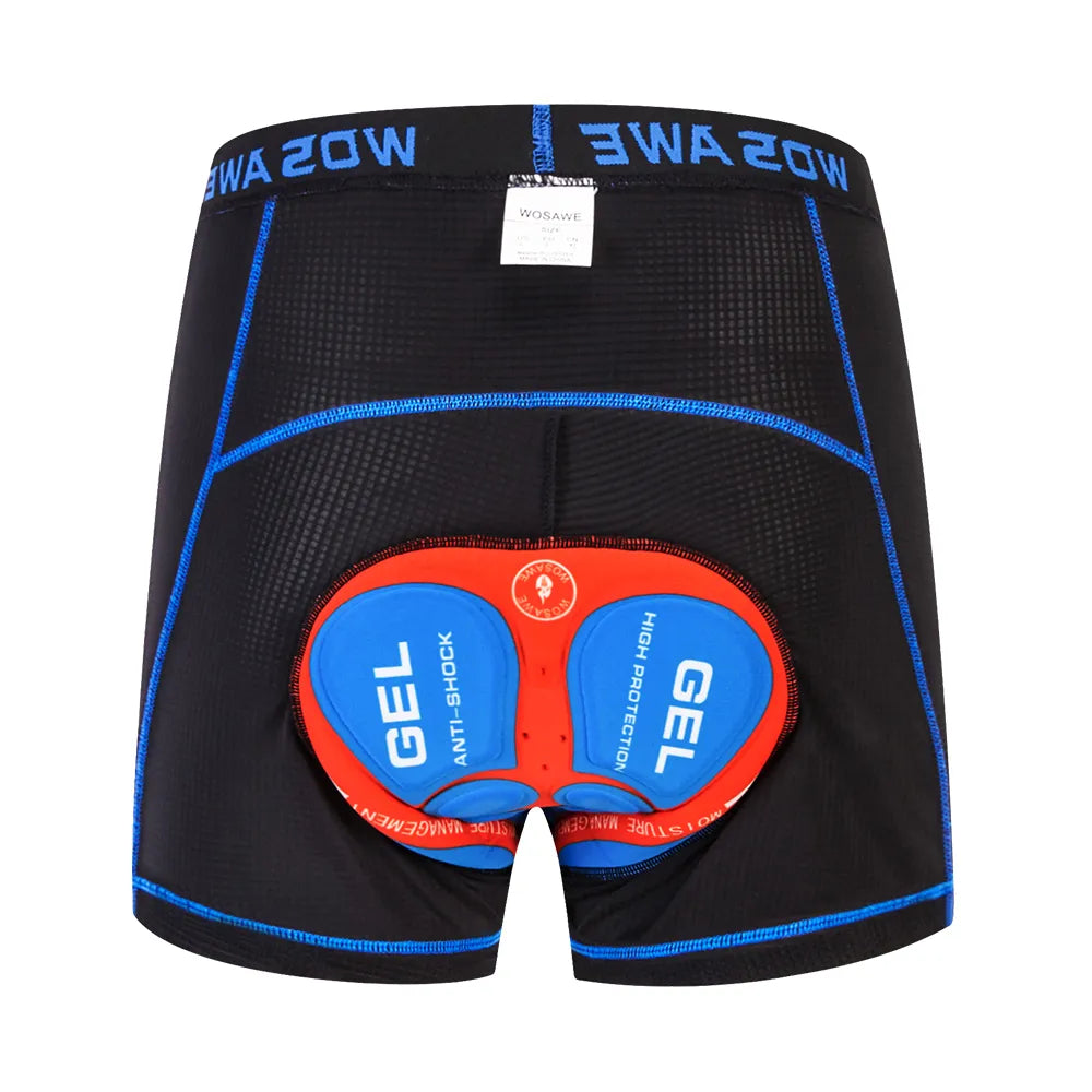 WOSAWE Cycling Underwear Men Cycling Under Shorts Breathable Bicycle Underpant Shockproof MTB Road Bike Riding Shorts GEL Pad-WAYBIKER