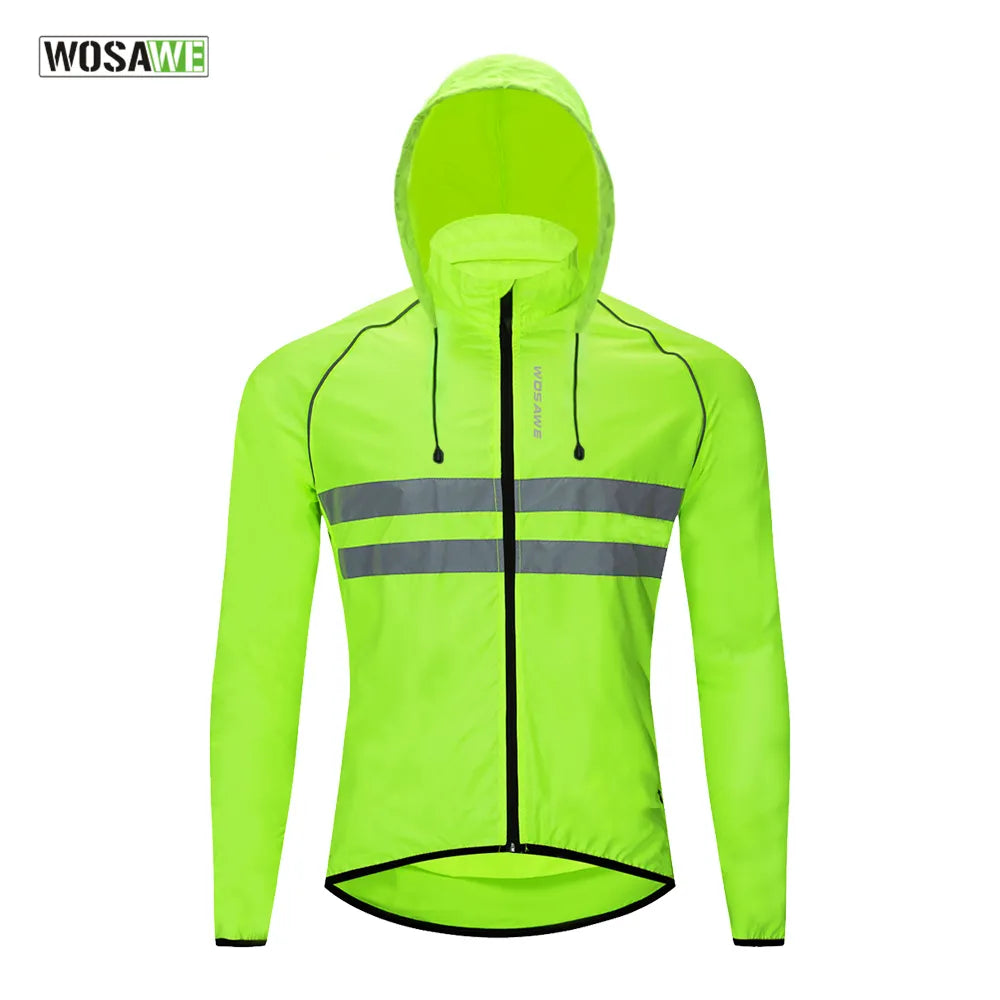 WOSAWE Men's Cycling Jacket Hooded Reflective Vest Wind Coat Windproof MTB Bike Windbreaker Riding Bicycle  Cycle Clothing-WAYBIKER