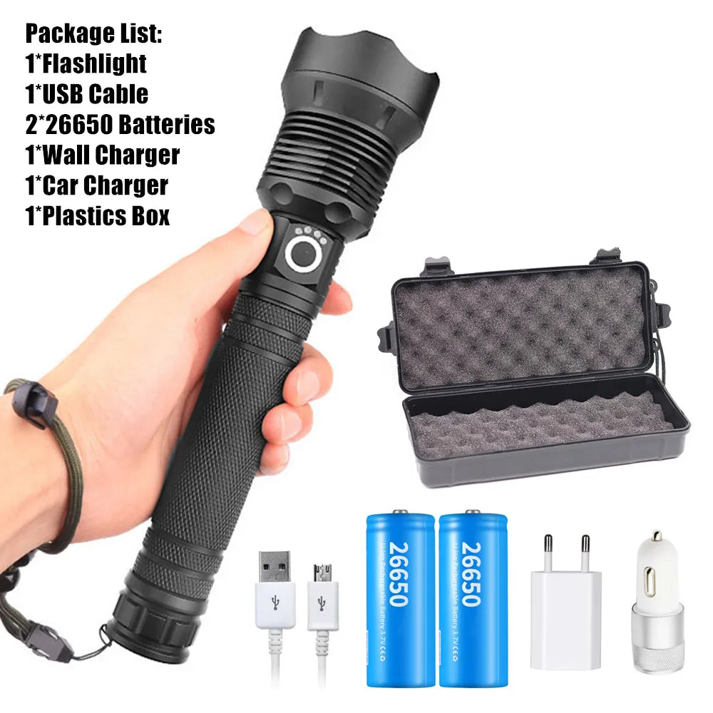 USB Powerful xhp70.2 Flashlight Torch Super Bright Rechargeable Zoom LED Tactical Torch xhp70 18650 or 26650 Battery Camp Lamp-WAYBIKER