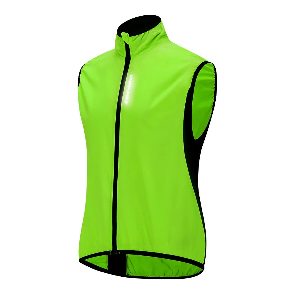 WOSAWE Women Reflective Cycling Vest Solid Woven Sportswear Men Cycling Windbreaker Water Repellent Windproof MTB Bike Jacket