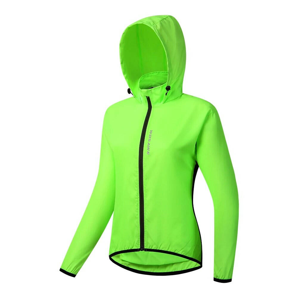 WOSAWE Ladies Windproof Cycling Jackets Hooded Riding Waterproof Cycle Clothing Bike Long Sleeve Jerseys Reflective Wind Coat-WAYBIKER