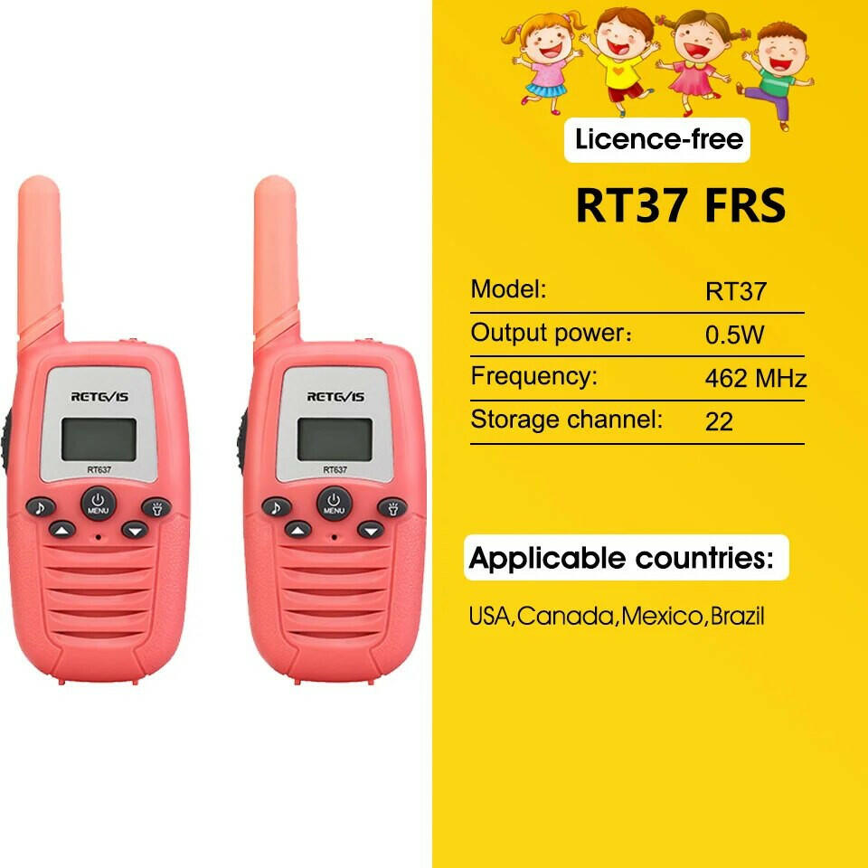 Retevis RT37 Walkie Talkie Children 2pcs Kids Radio FRS 462Mhz 22 Channels Birthday Gift for Children's Toy Walkie-talkie Radio-WAYBIKER