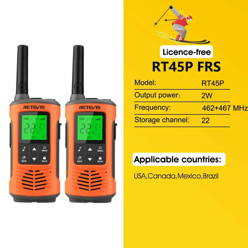 Retevis RT45P Walkie Talkie IP67 Waterproof 2 pcs PMR446 Walkie-talkies Adult for Motorola Two-way Radio Receiver Skiing Fishing-WAYBIKER