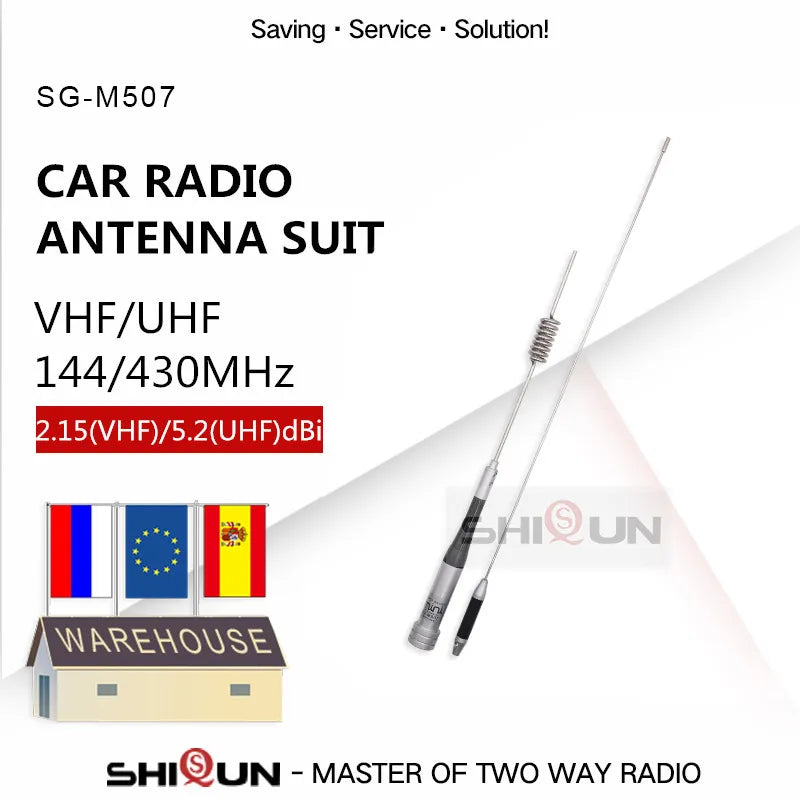 SG-M507 Mobile Radio Antenna Dual Band for RT95 QYT KT-8900 TH8600 144/430MHz VHF UHF Car Base Station Aerial 5Meter RB400 Mount-WAYBIKER