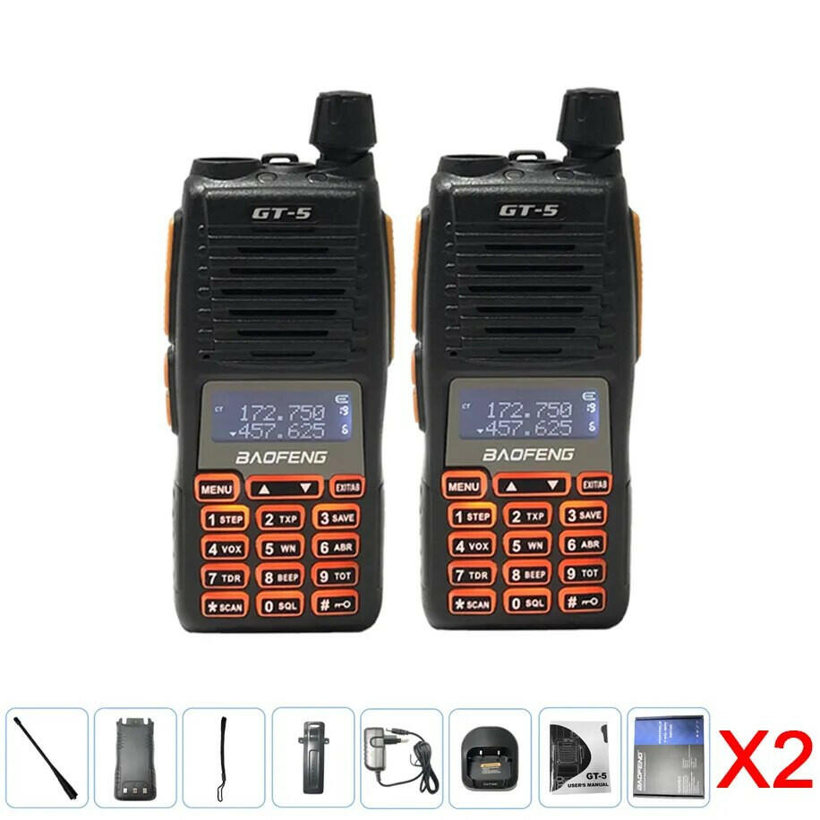 BAOFENG GT-5 2pcs 10W 2Way Amateur Radio Handheld Transceiver Long Range UHF&VHF Dual Band Walkie Talkie Ham Radios UV82 Update-WAYBIKER