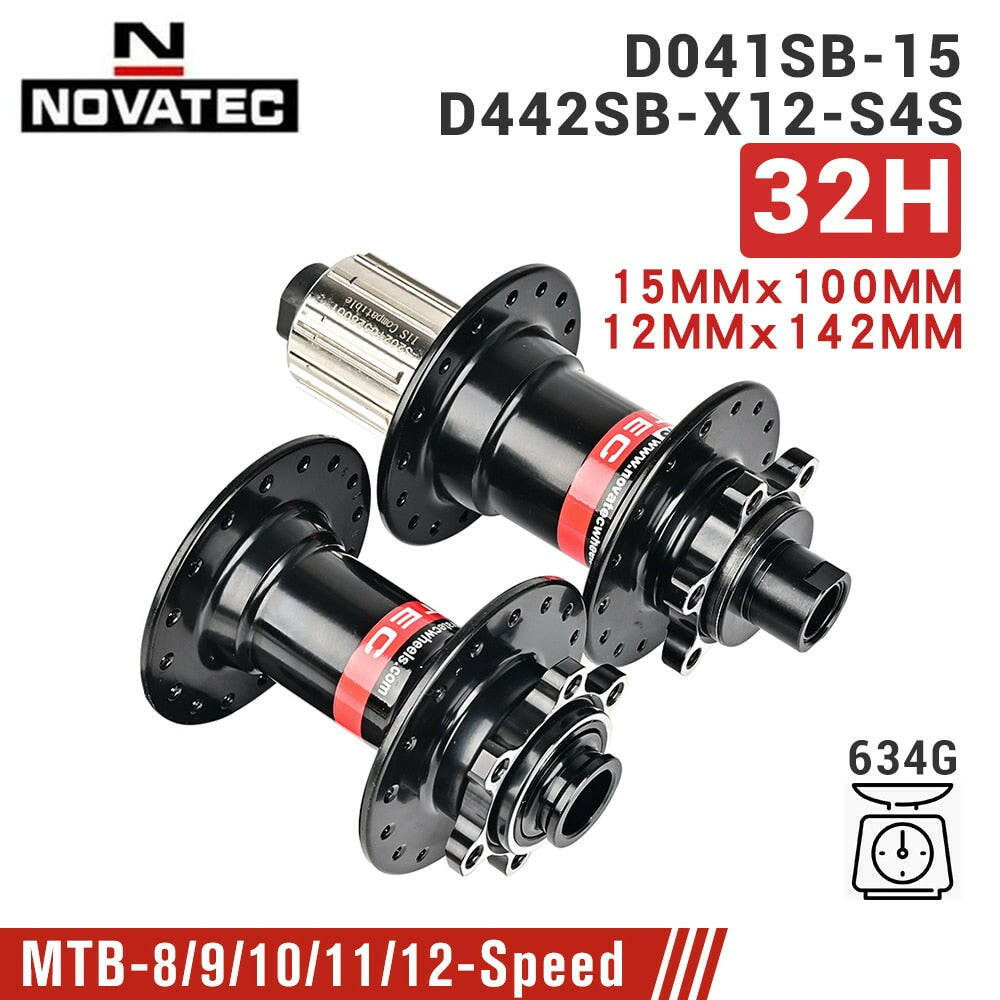 Novatec Bicycle Hub D442 D041 Front Rear Wheel Hub 2/4 Bearing For 8/9/10/11/12 speed mountain bike hub 32H  BOOST THRU 15/12MM-WAYBIKER