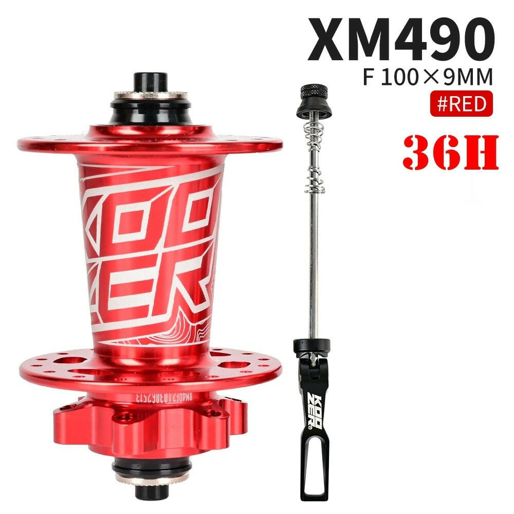 KOOZER XM490 Front Hub NBK 2 Bearing Cube Bushings 100x9MM 100x15MM 28/32/36 Holes Black Red-WAYBIKER