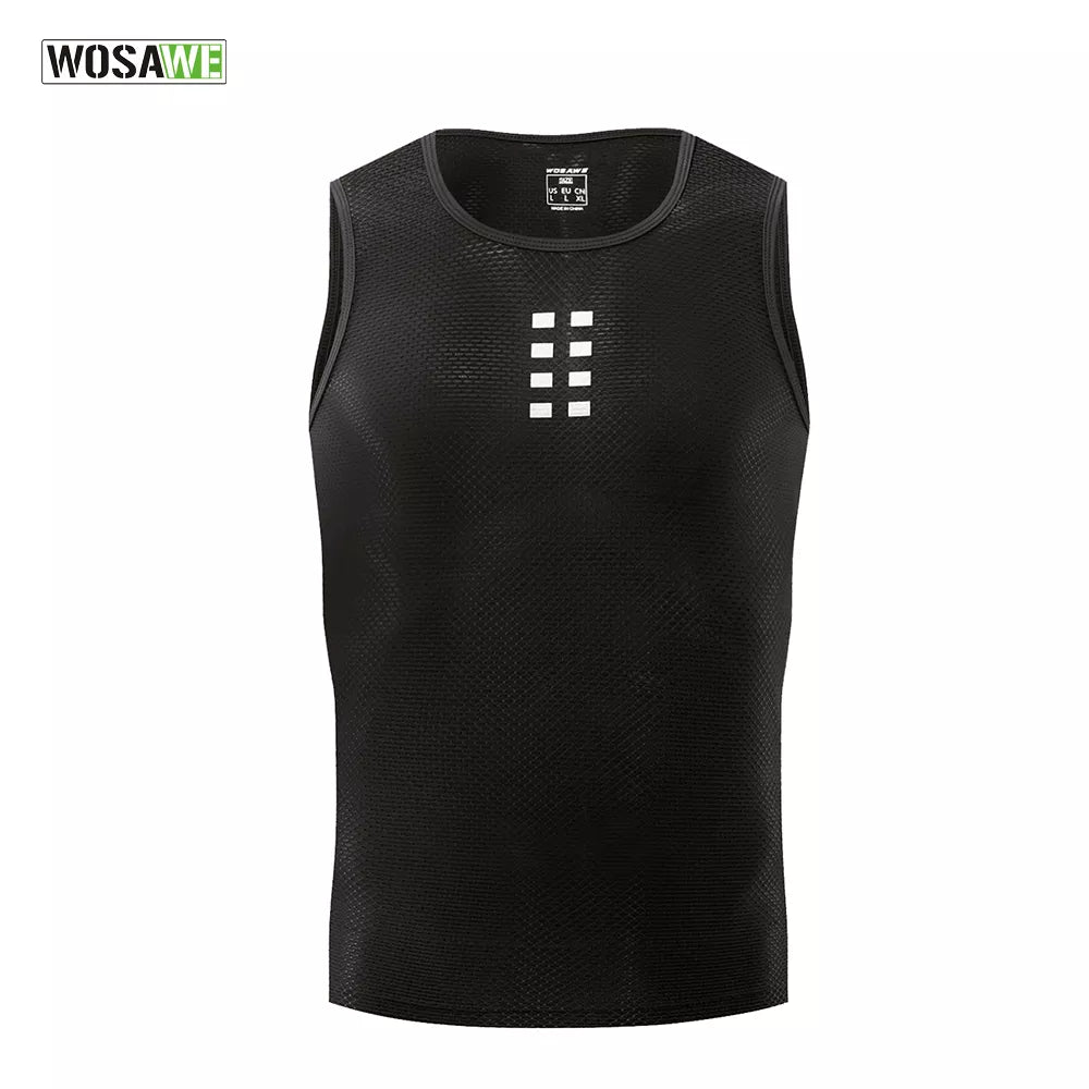 WOSAWE Ultra-thin Cycling Vest Base Layer Sleeveless Jerseys Bike Mesh Breathable Shirts Compression Sports Bicycle Undershirts