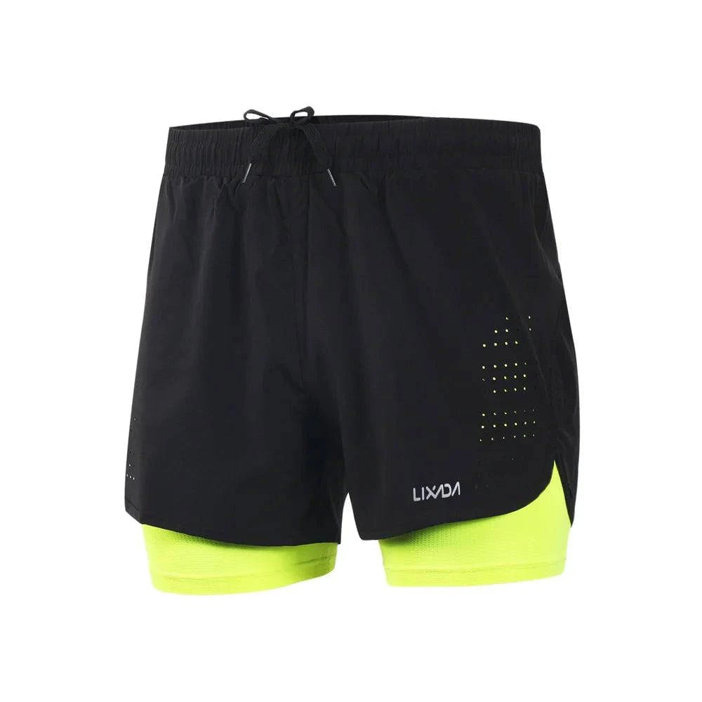 LIXADA Men 2-in-1 Running Shorts Quick Drying Breathable Gym Sports Shorts Training Exercise Jogging Cycling Shorts Longer Liner