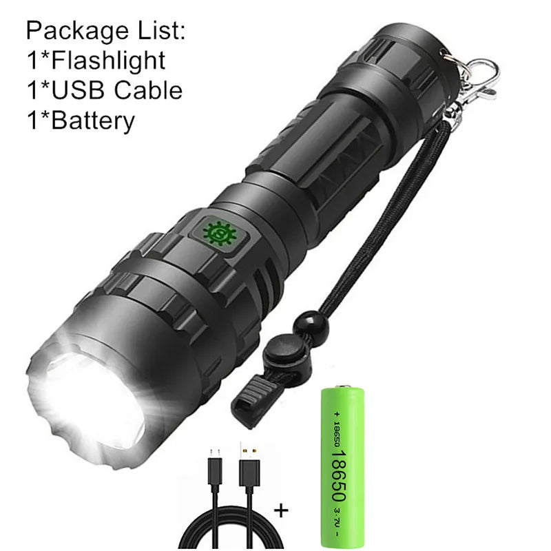 High Lum Professional LED Flashlight for Hunting Tactical Night Scout Lights Set L2 Fish Light USB Rechargeable Waterproof Torch-WAYBIKER