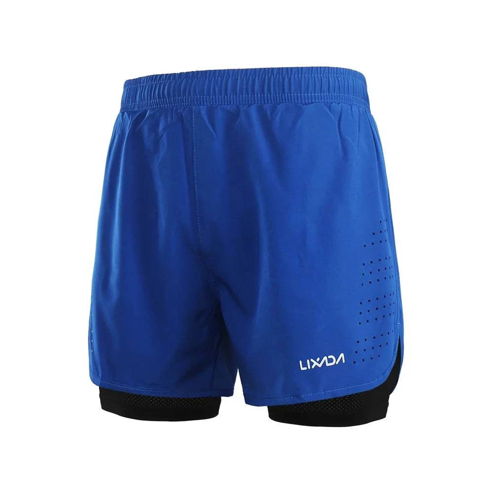 LIXADA Men 2-in-1 Running Shorts Quick Drying Breathable Gym Sports Shorts Training Exercise Jogging Cycling Shorts Longer Liner