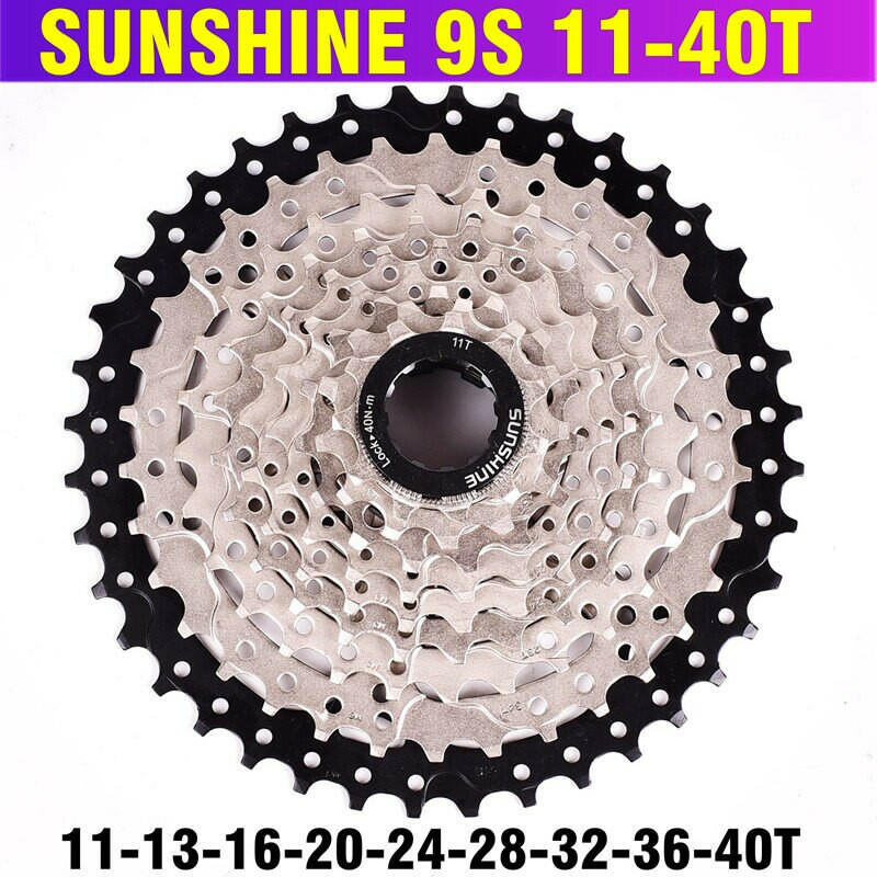 SUNSHINE MTB Mountain Bicycle 9S Cassette Freewheel 9speeds Flywheel Crankset Bicycle Parts with Threaded 11-32T36T40T42T50T-WAYBIKER