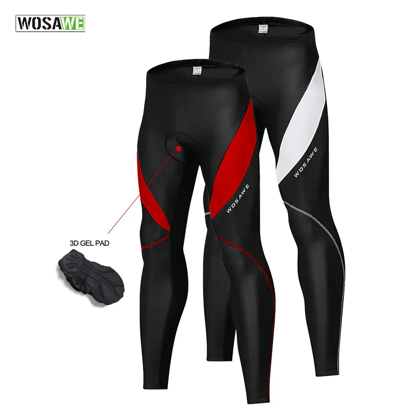 WOSAWE Men Cycling Trouser Tights Bicycle Bike 3D Gel Padded Reflective Legging MTB Bike Spring Autumn Cycling Pants-WAYBIKER