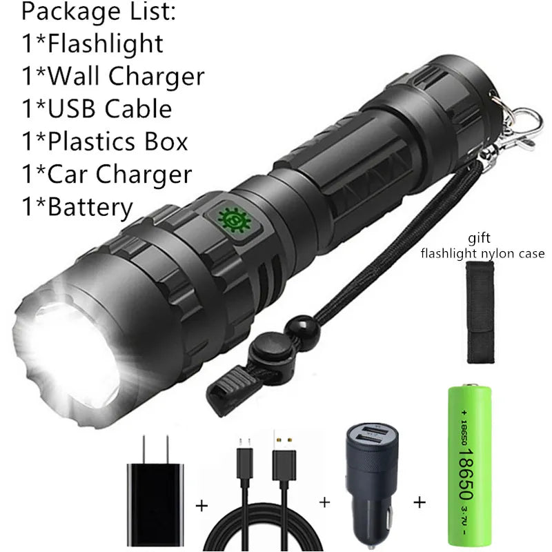 High Lum Professional LED Flashlight for Hunting Tactical Night Scout Lights Set L2 Fish Light USB Rechargeable Waterproof Torch-WAYBIKER