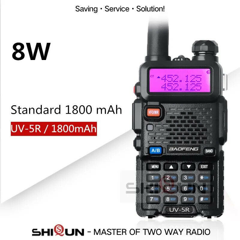 Upgrade 8W Baofeng UV-5R Walkie Talkie 3800mAh Battery Dual Display Dual Band Baofeng UV5R Portable UHF VHF Two Way Radios UV 5R-WAYBIKER