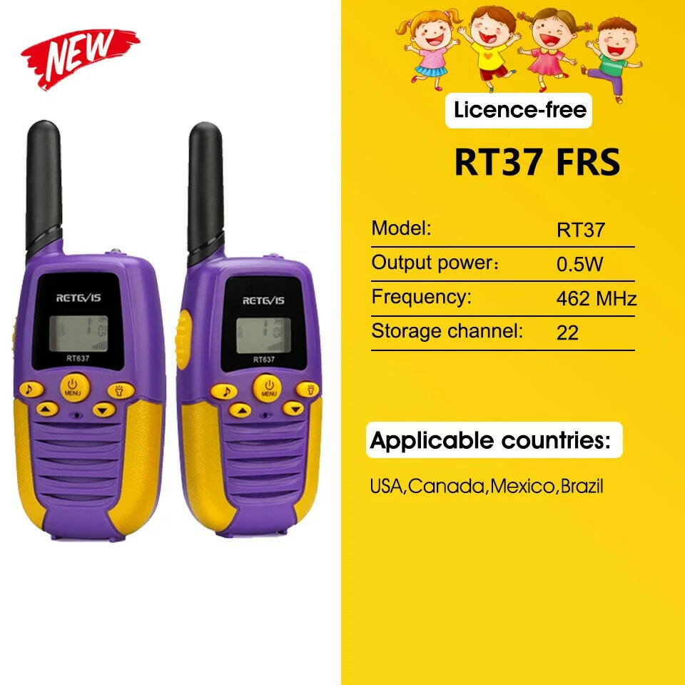 Retevis RT37 Walkie Talkie Children 2pcs Kids Radio FRS 462Mhz 22 Channels Birthday Gift for Children's Toy Walkie-talkie Radio-WAYBIKER