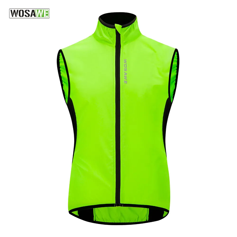 WOSAWE Lightweight Cycling Vest Men Women Reflective Windproof MTB Bike Windbreaker Mesh Back Running Gilet Wind Vest Jacket