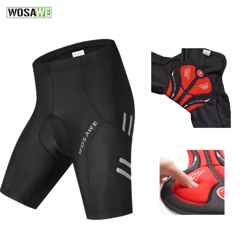 WOSAWE Reflective 5D Padded Cycling Shorts Shockproof MTB Bicycle Shorts Road Bike Shorts Ropa Ciclismo Tights For Men Women-WAYBIKER