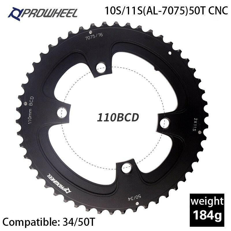 PROWHEEL Road Bicycle Sprockets 110BCD 130BCD Crankset Chainwheel 34/39/50/53T Chainring 9/10/11 Speed Bike Tooth plate Parts-WAYBIKER