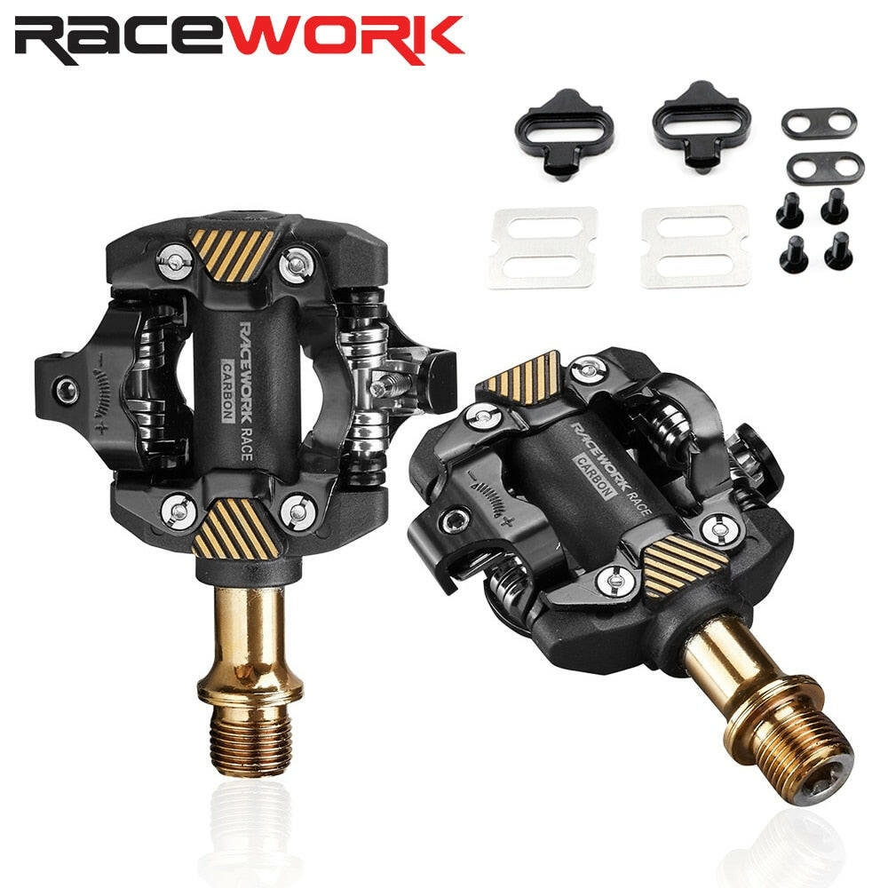 RACEWORK MTB Pedal Self-Locking SPD Pedals Mountain Bike Cleats Bearing Footrest Bicycele Parts-WAYBIKER