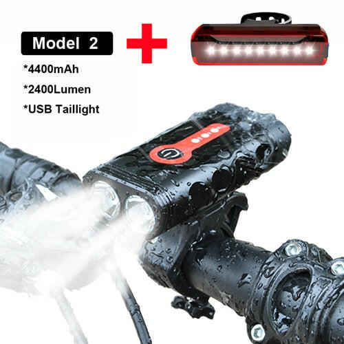 NEWBOLER Super Bright Bicycle Light XML-L2 Bike Light Set With USB Chargeable Taillight 18650 Battery Cycling Front Light Mount-WAYBIKER