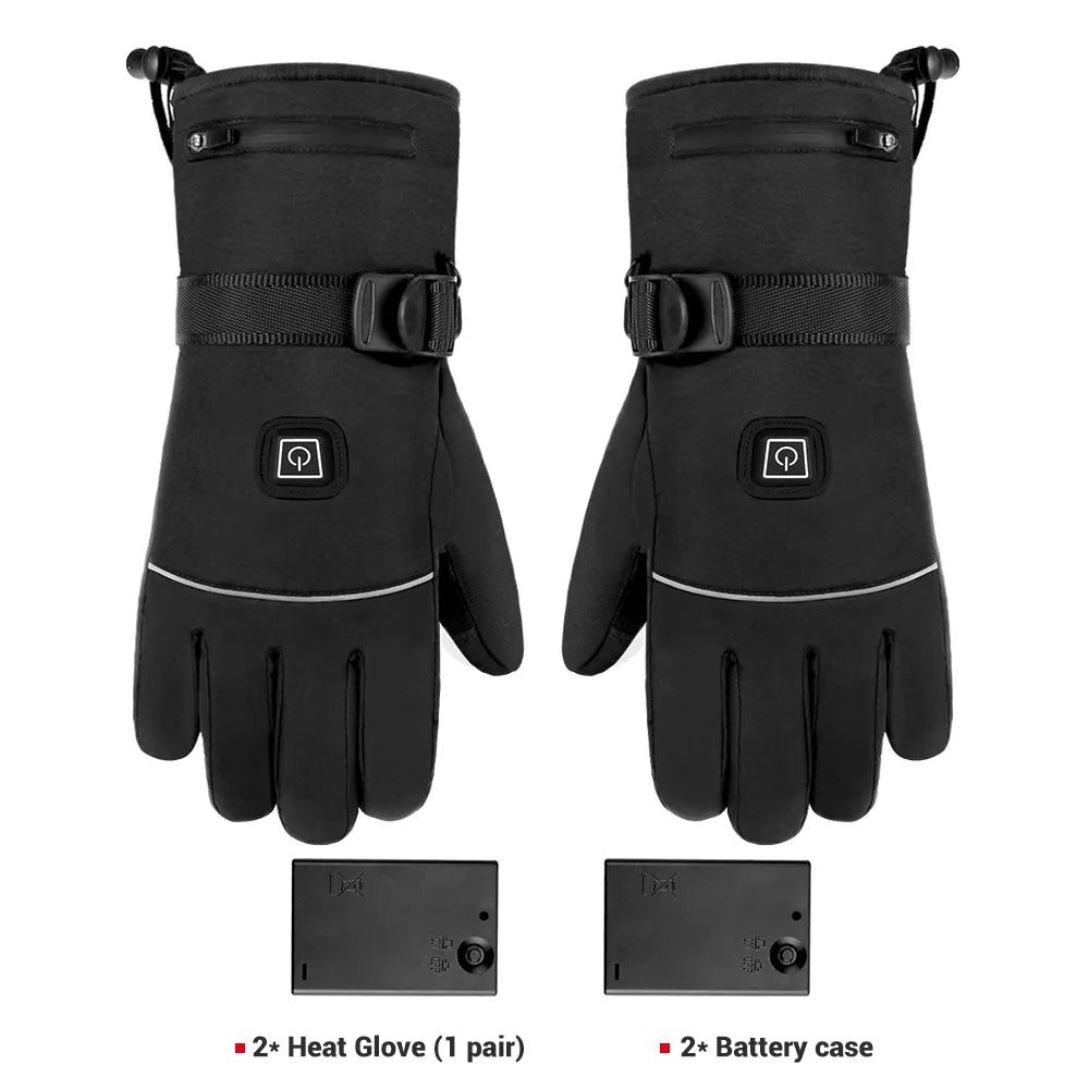 Winter Cycling Gloves Waterproof Heated Guantes Ciclismo Touch Screen Battery Powered Bike Gloves Racing Riding Ski Gloves-WAYBIKER