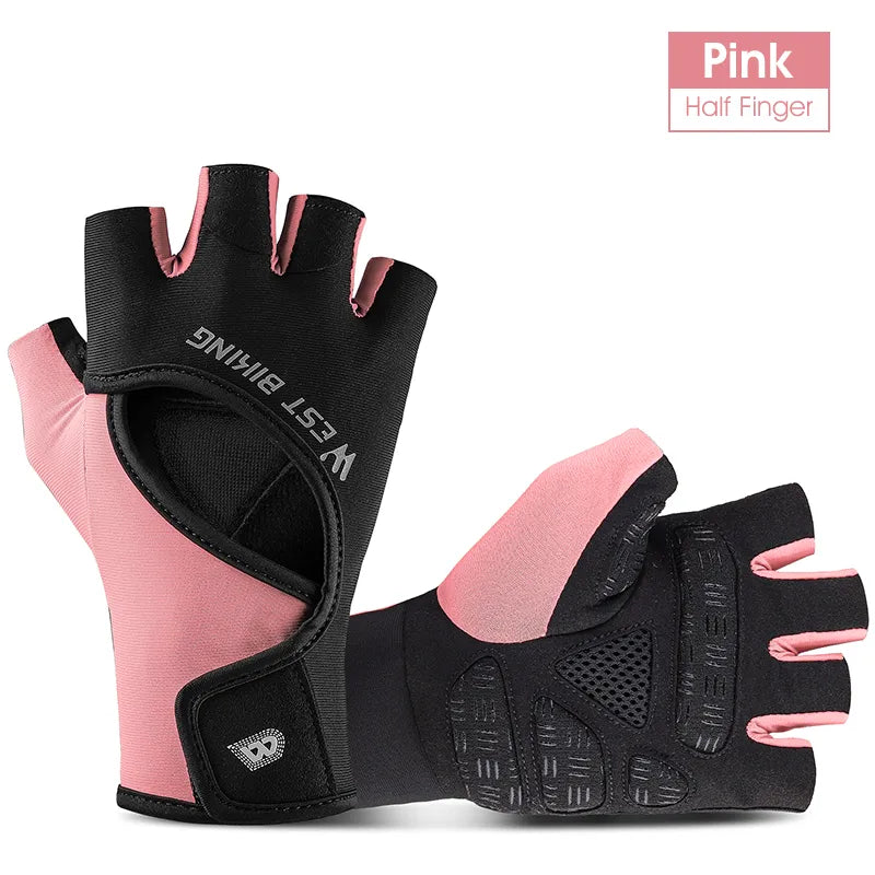 WEST BIKING Summer Half Finger Cycling Gloves Breathable Anti Slip Sport Bicycle Gloves Women Men MTB Road Bike Fitness Gloves-WAYBIKER