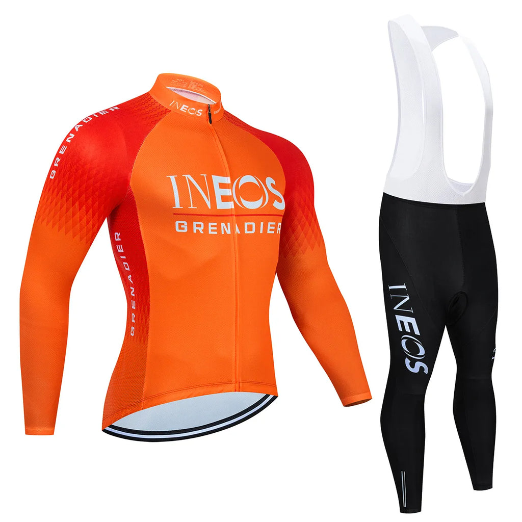 INEOS Autumn Long Set Sports Sets for Men Road Bike Jersey Bib Short Cycling Men's Uniform Man Clothes Bicycles Pro Suit Mens-WAYBIKER