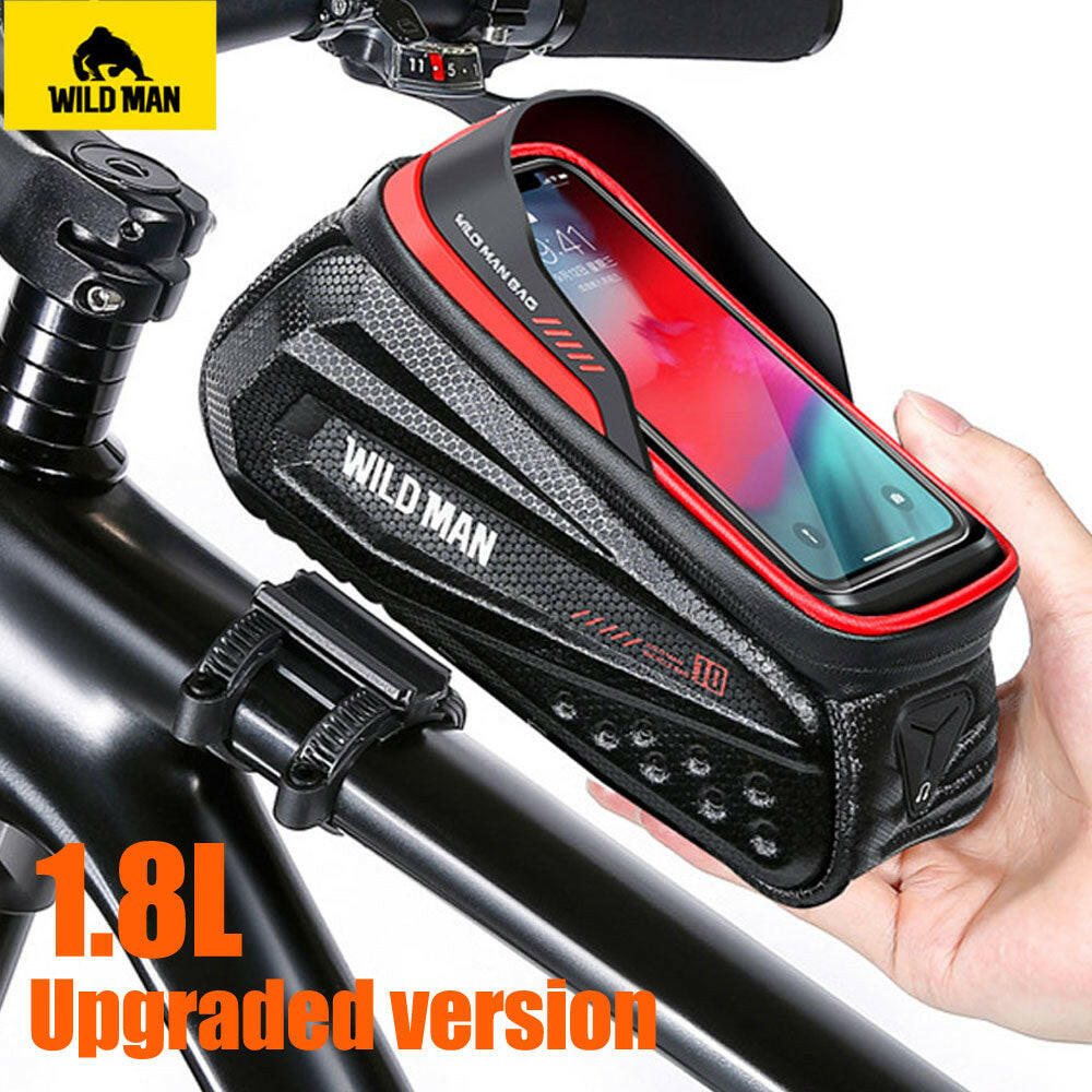 WILD MAN New Rainproof Bike Bag Bicycle Front Cell Phone holder with Touchscreen Top Tube Cycling Reflective MTB Accessories-WAYBIKER