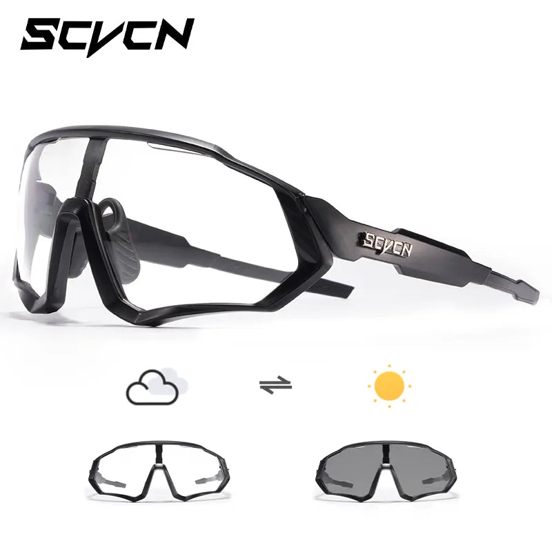 SCVCN Photochromic Sunglasses Sports Cycling Glasses Bicycle Eyewear Mountain Bike Goggles UV400 MTB Road Running Sunglasses-WAYBIKER