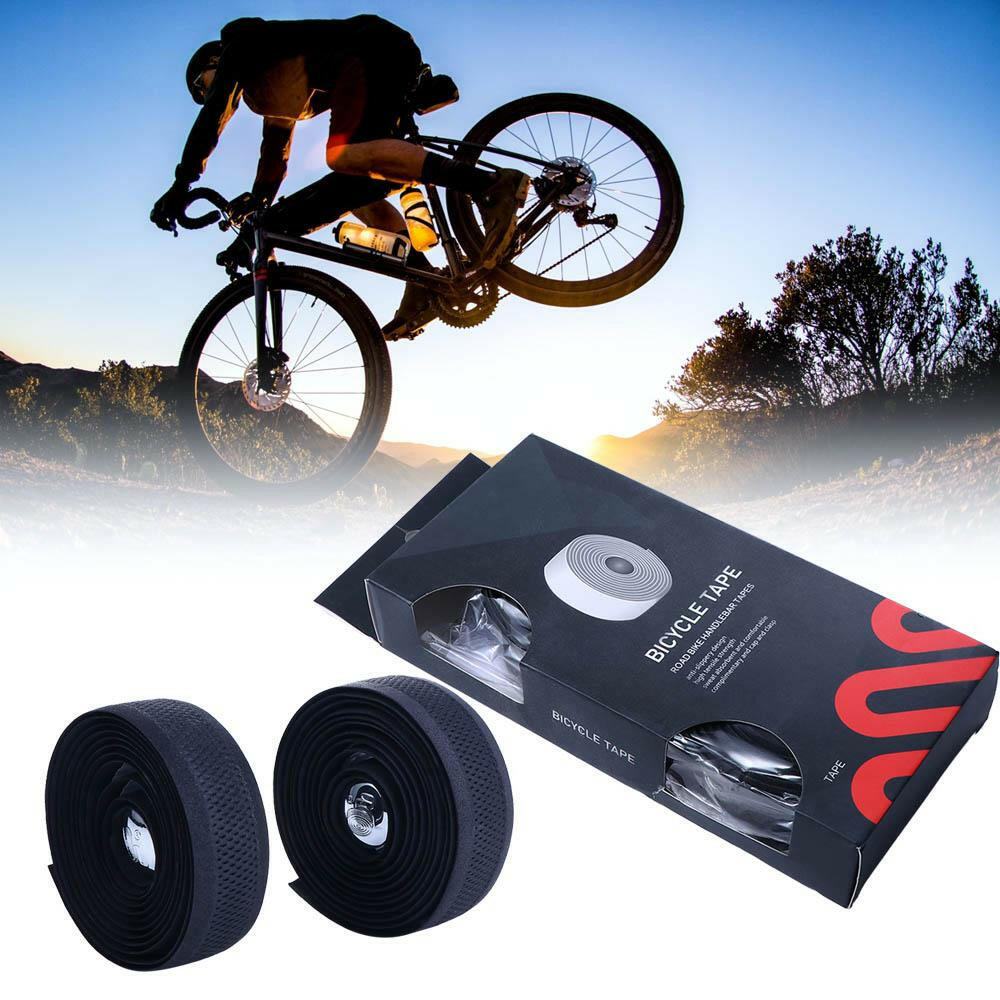 Road Bike Bike Handlebar Tape Mesh Design Cycling Steering Wheel Anti-slip EVA Shock Absorption Black Leather Bartape-WAYBIKER