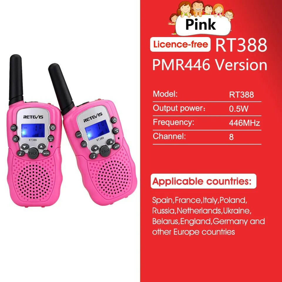 RETEVIS RT388 Walkie Talkie Children 2 Pcs Children's Radio Receiver Walkie-Talkie Kids Birthday Gift Child Toys for Boys Girls-WAYBIKER