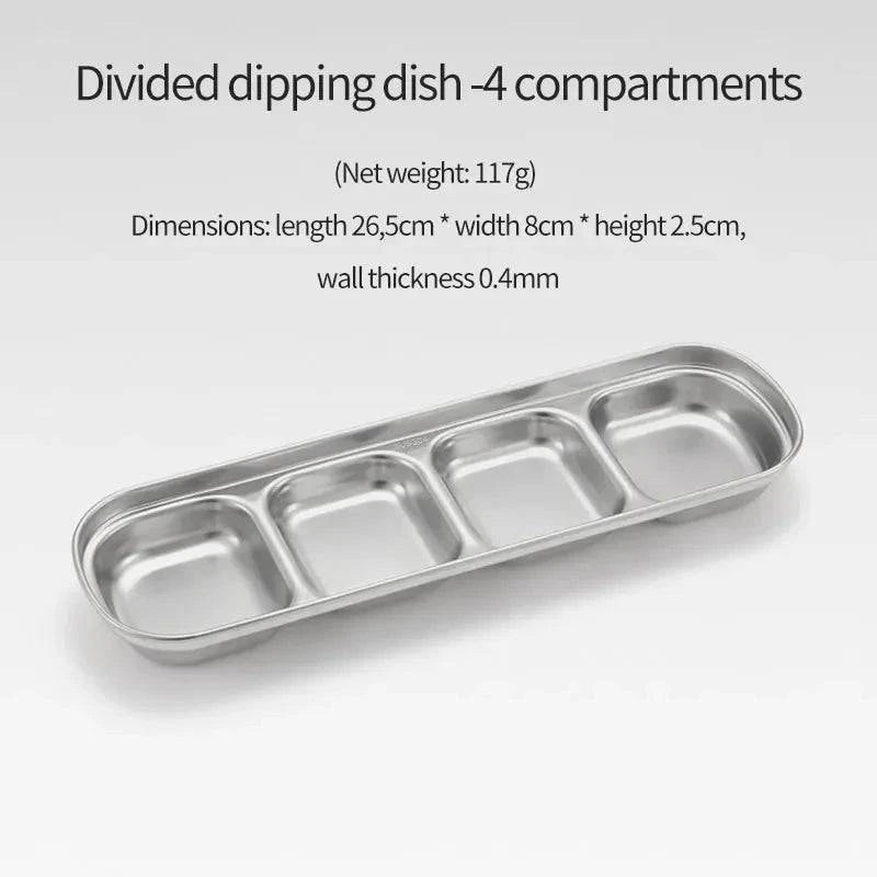 304 Stainless Steel Camping Seasoning Plate Tray Sauce Dish Spice Plates Pepper Roast Meat Sauce Dishes Bowl BBQ Tableware-WAYBIKER