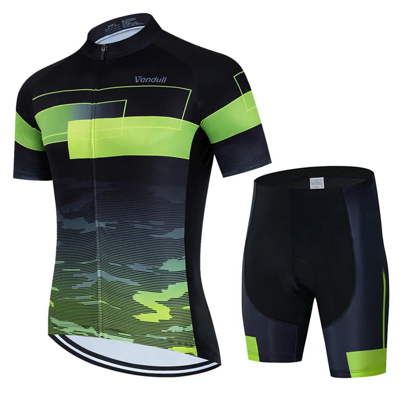 Cycling Jersey Set Men Short Sleeved Suit Outdoor Sport Bicycle Wear Clothing Breathable Bike Clothes MTB Cycling Bib Shorts Set-WAYBIKER