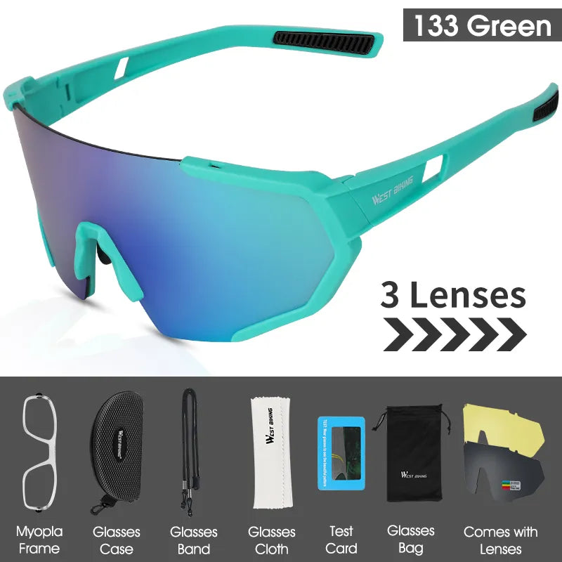 WEST BIKING 3 Lens Polarized Cycling Sunglasses UV400 Sports Bicycle Glasses MTB Mountain Fishing Hiking Men Women Sunglasses