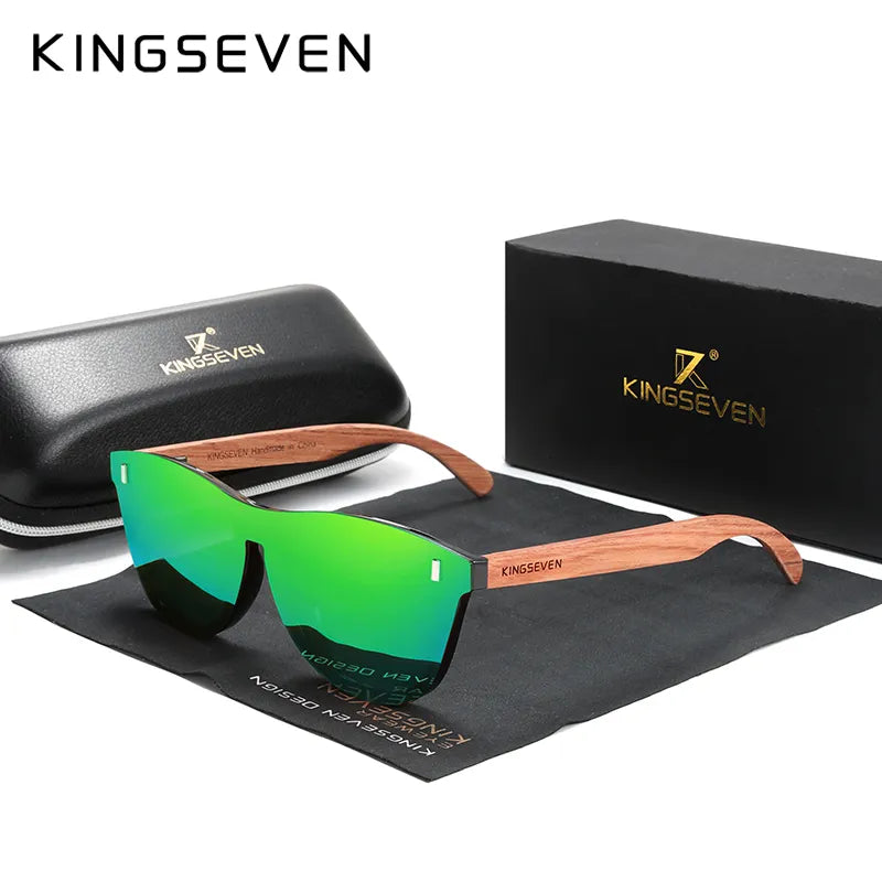 KINGSEVEN Women's Glasses Natural Bubinga Wooden Sunglasses Men Polarized Fashion Sun Glasses Original Wood Oculos de sol-WAYBIKER