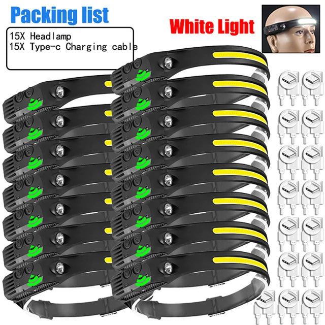 LED Sensor Headlamp Camping Search Light Head Flashlight Rechargeable Powerful Head Lamp Front Lanterns Headlights 6 Styles-WAYBIKER