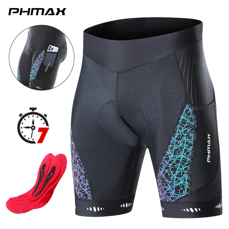 PHMAX Cycling Shorts Summer Men's Bike Shorts MTB Shockproof 5D Gel Pad Cycling Bib Tights Breathable Road Racing Bicycle Short