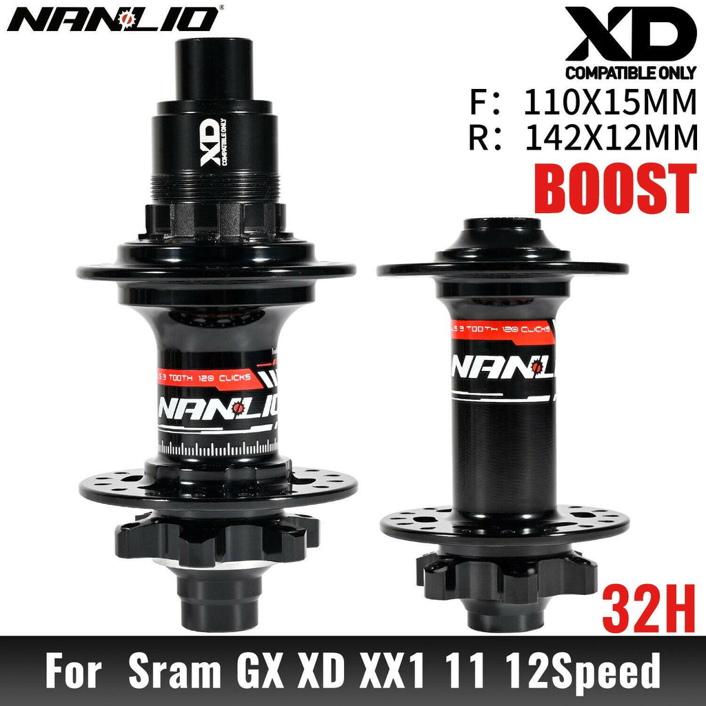 NanLio XM820 Boost Bicycle Hub Front 110x15MM Rear 12x148MM THRU TA 28H 32 Holes HG XD MS 8s 9s 10s 11s 12 Speed E-Bike Part-WAYBIKER