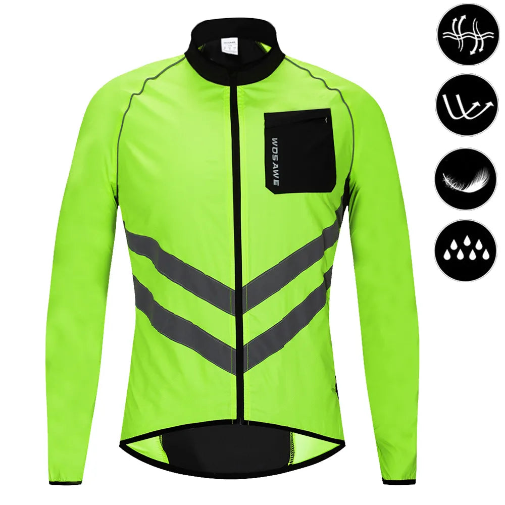 WOSAWE Reflective Cycling Windbreaker Men MTB Bike Jacket Moto Coat Windproof Camping Fishing Cycling Clothes Multi-use Jersey-WAYBIKER