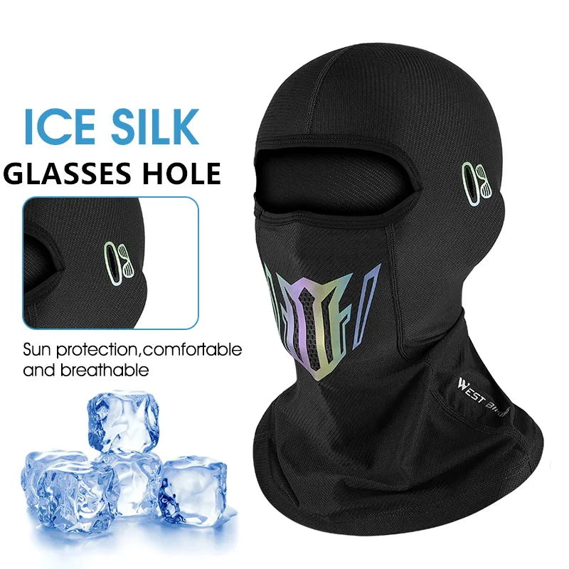 WEST BIKING Summer Cycling Balaclava Ice Silk Sun UV Protection Bicycle Motorcycle Caps Face Cover Fishing Hiking Sports Hats